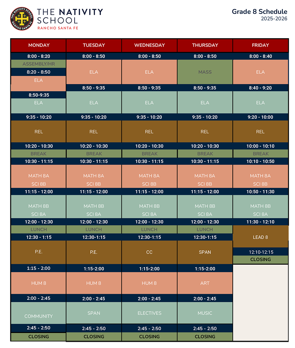 Grade 8 Schedule - MS Schedule-sm